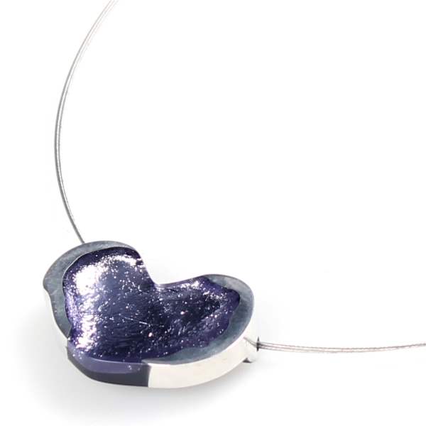 Lilac Rough Heart Pendant on Wire