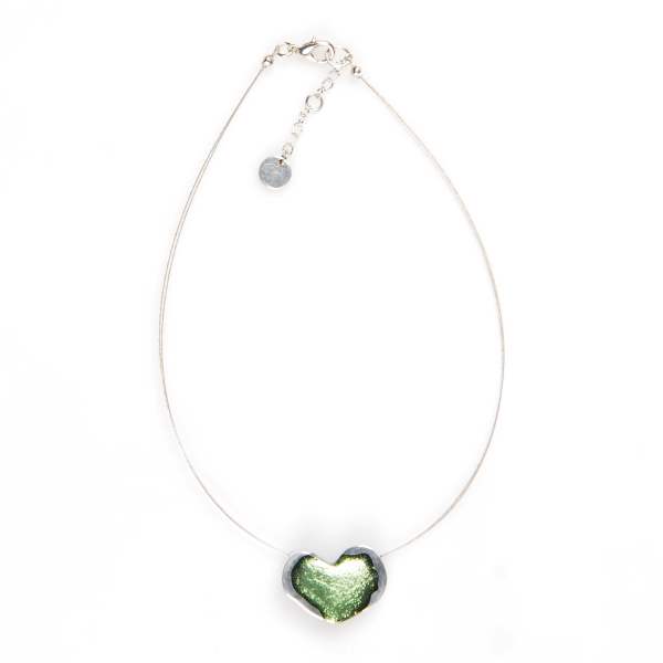Mint Rough Heart Pendant on Wire