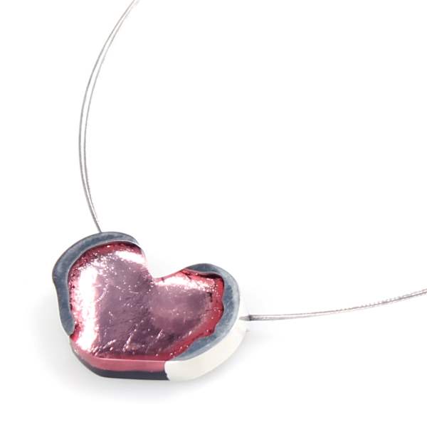 Rose Rough Heart Pendant on Wire