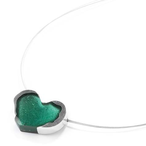 Sage Rough Heart Pendant on Wire | The Jewellery Stop