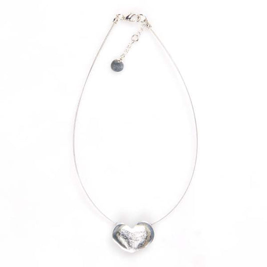 Silver Rough Heart Pendant on Wire | The Jewellery Stop