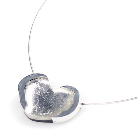 Silver Rough Heart Pendant on Wire | The Jewellery Stop