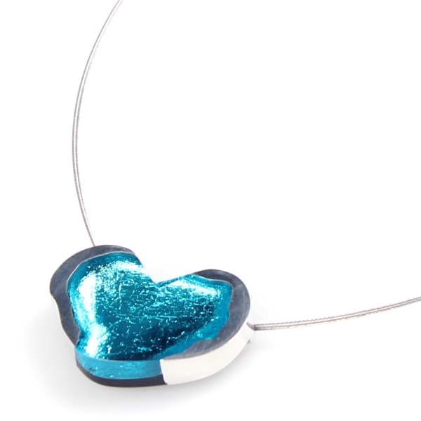 Turquoise Rough Heart Pendant on Wire