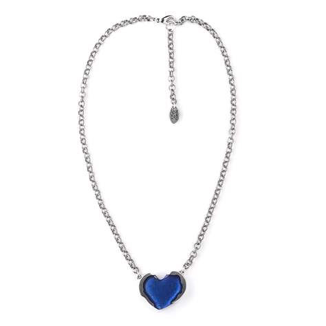 Blue Rough Heart Pendant on Chain