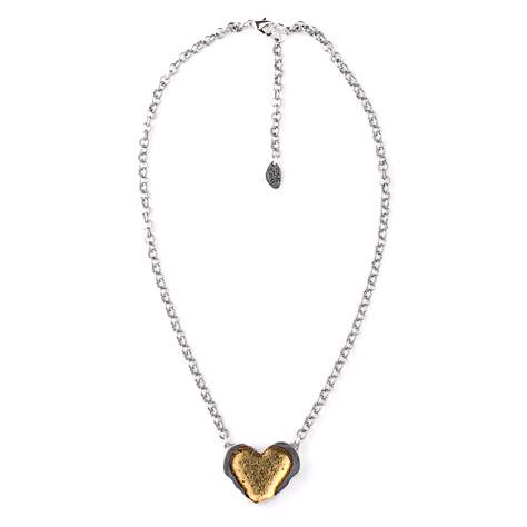 Gold Rough Heart Pendant on Chain