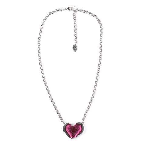 Pink Rough Heart Pendant on Chain | The Jewellery Stop