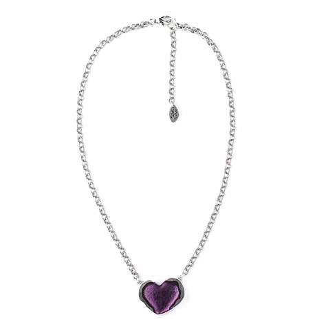 Purple Rough Heart Pendant on Chain