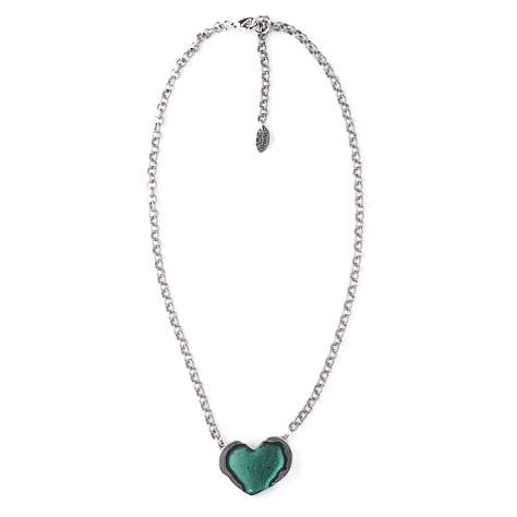 Sage Rough Heart Pendant on Chain | The Jewellery Stop