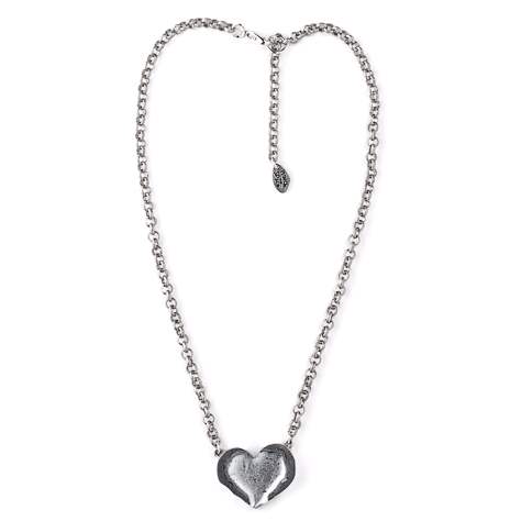 Silver Rough Heart Pendant on Chain | The Jewellery Stop