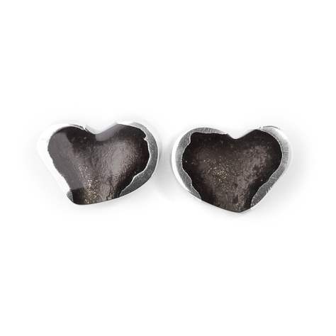 Black Rough Heart Stud Earrings | The Jewellery Stop