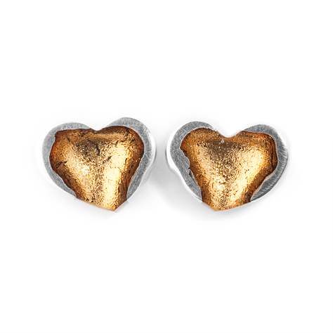 Gold Rough Heart Stud Earrings | The Jewellery Stop
