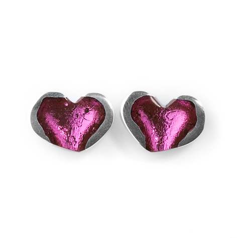 Pink Rough Heart Stud Earrings | The Jewellery Stop