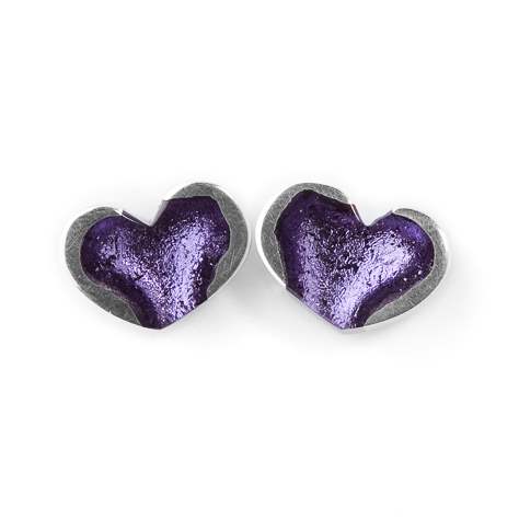Purple Rough Heart Stud Earrings | The Jewellery Stop