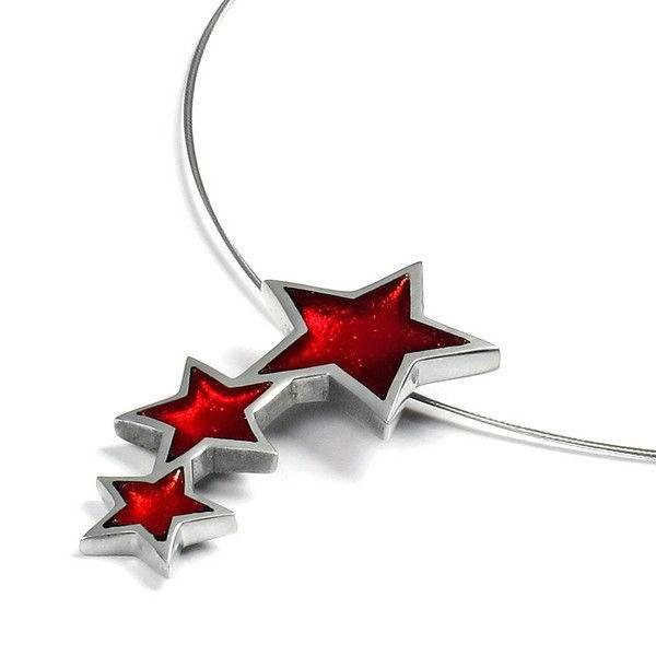 Red Pewter Star 3 Piece Pendant