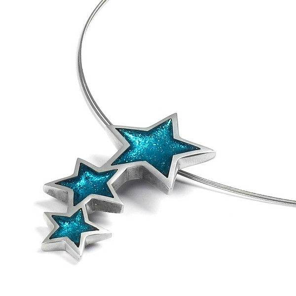 Teal Pewter Star 3 Piece Pendant