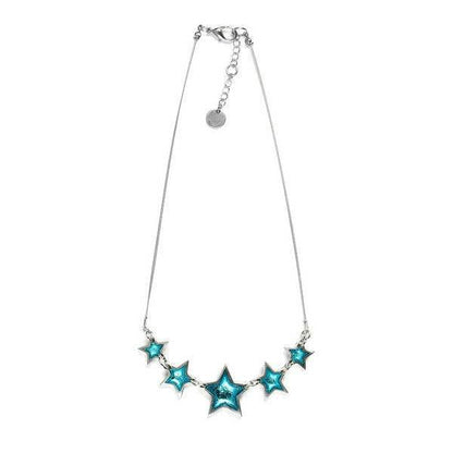 Aqua Pewter Star Necklace