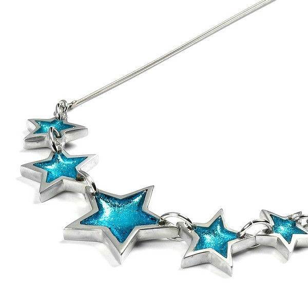 Aqua Pewter Star Necklace