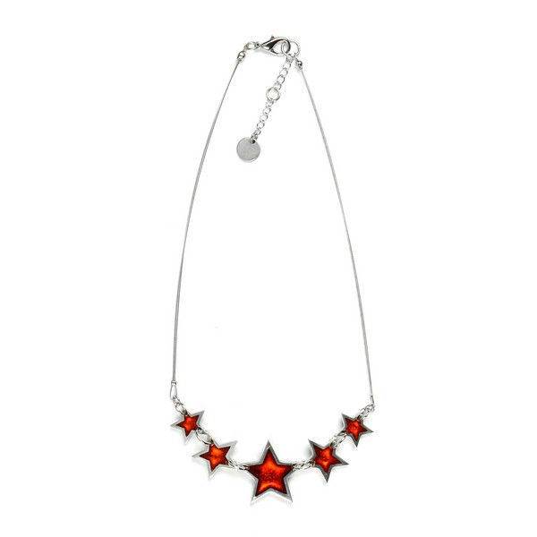 Orange Pewter Star Necklace