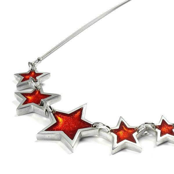Orange Pewter Star Necklace