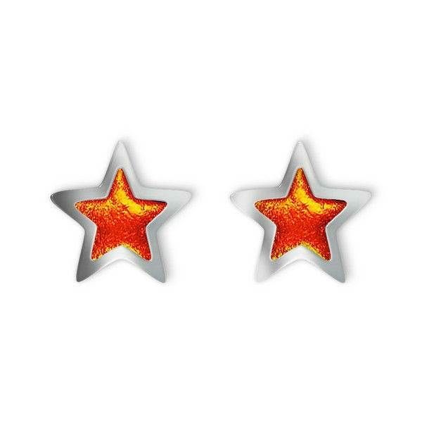 Orange Pewter Star Stud Earrings | The Jewellery Stop