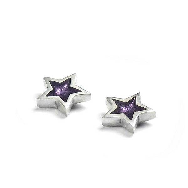 Purple Pewter Star Stud Earrings | The Jewellery Stop