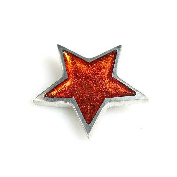 Orange Pewter Star Brooch