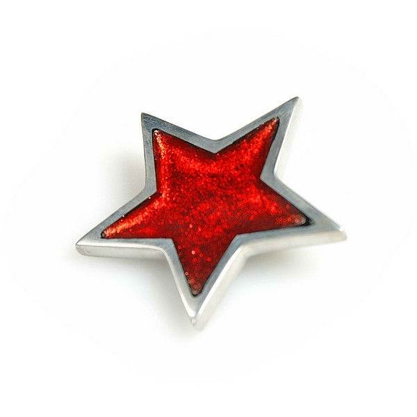 Red Pewter Star Brooch