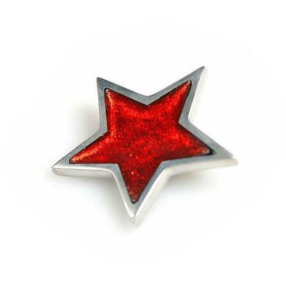 Red Pewter Star Brooch