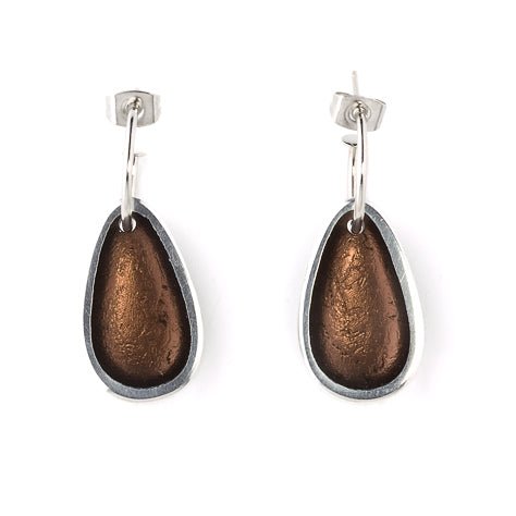 Brown Pewter Pebble Creole Earrings | The Jewellery Stop