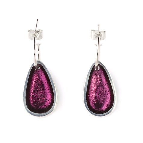 Pink Pewter Pebble Creole Earrings | The Jewellery Stop