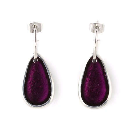 Purple Pewter Pebble Creole Earrings | The Jewellery Stop