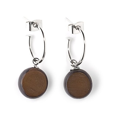 Chocolate Buri Bead Creole Earrings | The Jewellery Stop