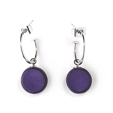 Purple Buri Bead Creole Earrings | The Jewellery Stop