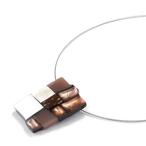 Biscuit Mosaic Square Classic Pendant | The Jewellery Stop