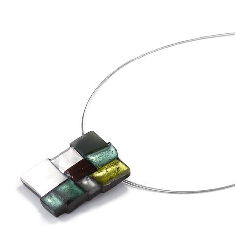 Eucalyptus Mosaic Square Classic Pendant | The Jewellery Stop