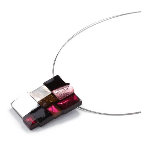 Pink Mosaic Square Classic Pendant | The Jewellery Stop