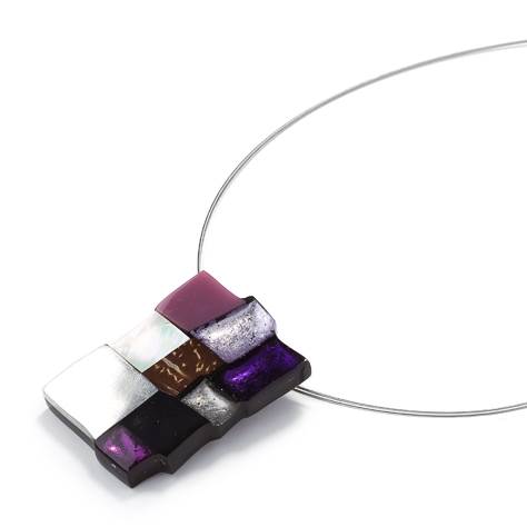 Purple Mosaic Square Classic Pendant | The Jewellery Stop