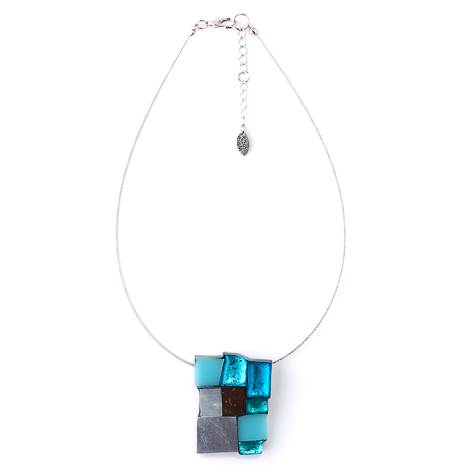 Turquoise Mosaic Square Classic Pendant | The Jewellery Stop