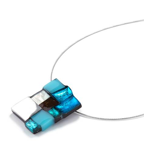 Turquoise Mosaic Square Classic Pendant | The Jewellery Stop