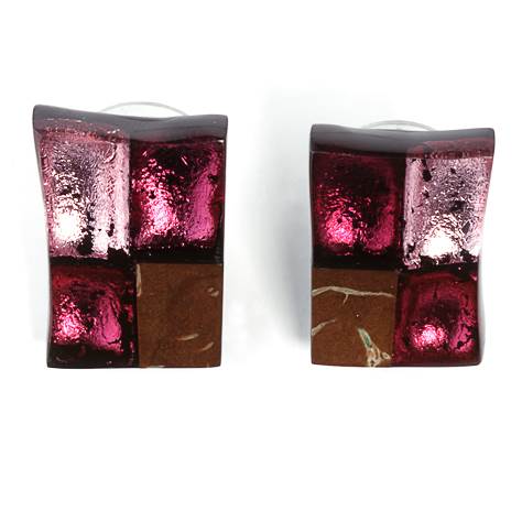 Pink Mosaic Square Stud Earrings | The Jewellery Stop