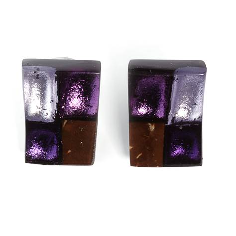 Purple Mosaic Square Stud Earrings | The Jewellery Stop