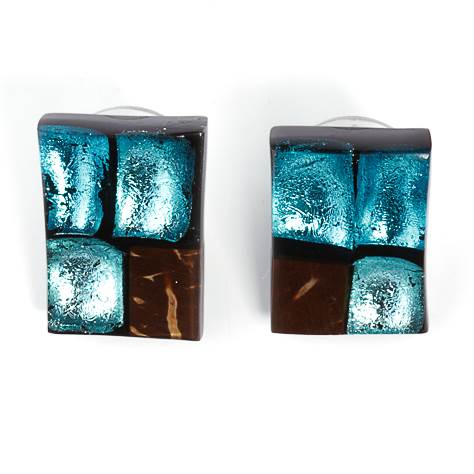 Turquoise Mosaic Square Stud Earrings | The Jewellery Stop