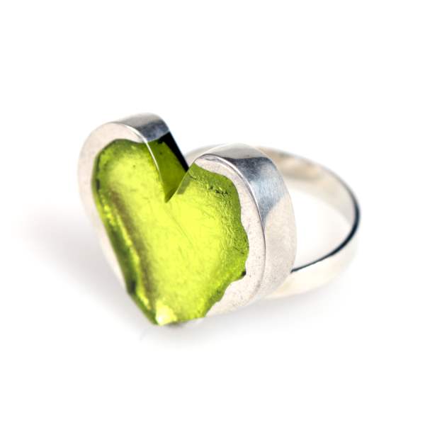 Lime Rough Heart Ring