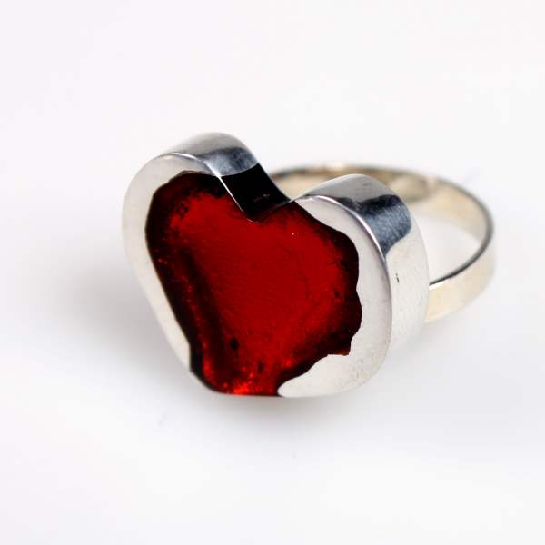 Red Rough Heart Ring | The Jewellery Stop