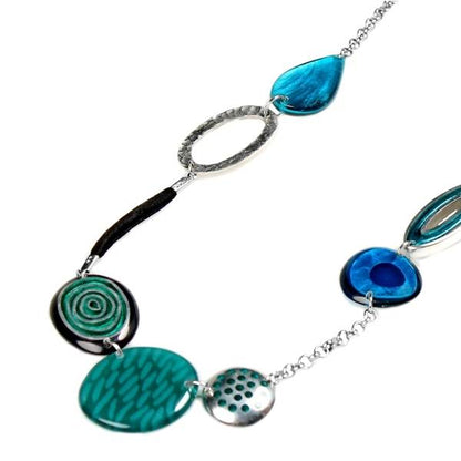 Teal Natural Eclectic Long Necklace | The Jewellery Stop