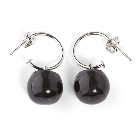 Black Bam Bam Creole Earrings | The Jewellery Stop