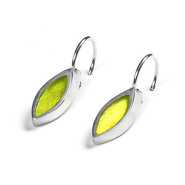 Lime Pewter Bullet Creole Earrings