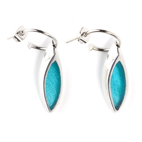 Turquoise Pewter Bullet Creole Earrings | The Jewellery Stop