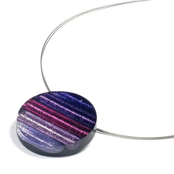 Purple Round Resin Stripes Pendant
