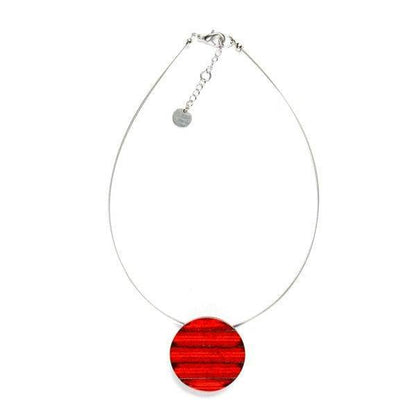 Red Round Resin Stripes Pendant | The Jewellery Stop